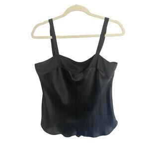 Silkscreen Black 100% Silk Cami Tank Sz M Coquette Dark Feminine Sultry Festival